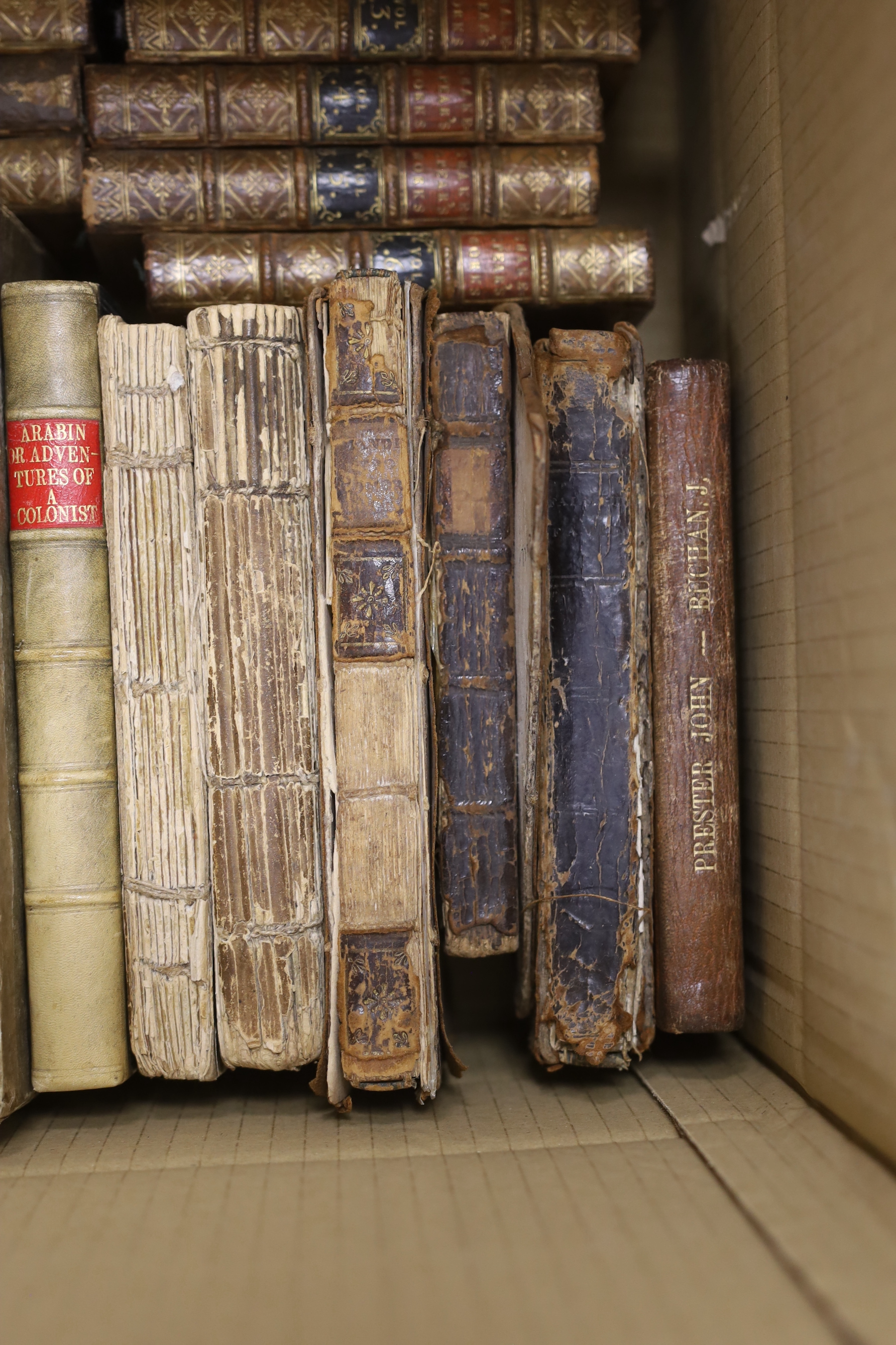 A group of assorted leather bindings